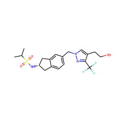 CC(C)S(=O)(=O)N[C@H]1Cc2ccc(Cn3cc(CCO)c(C(F)(F)F)n3)cc2C1 ZINC000066251088