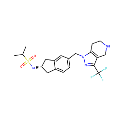 CC(C)S(=O)(=O)N[C@H]1Cc2ccc(Cn3nc(C(F)(F)F)c4c3CCNC4)cc2C1 ZINC000066251298