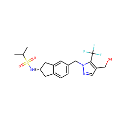 CC(C)S(=O)(=O)N[C@H]1Cc2ccc(Cn3ncc(CO)c3C(F)(F)F)cc2C1 ZINC000066251299