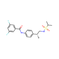CC(C)S(=O)(=O)NC[C@H](C)c1ccc(NC(=O)c2cc(F)cc(F)c2)cc1 ZINC000000593415