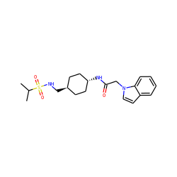 CC(C)S(=O)(=O)NC[C@H]1CC[C@H](NC(=O)Cn2ccc3ccccc32)CC1 ZINC000261105010