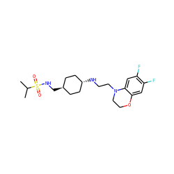 CC(C)S(=O)(=O)NC[C@H]1CC[C@H](NCCN2CCOc3cc(F)c(F)cc32)CC1 ZINC000261133550