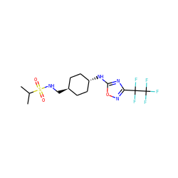 CC(C)S(=O)(=O)NC[C@H]1CC[C@H](Nc2nc(C(F)(F)C(F)(F)F)no2)CC1 ZINC000261184211