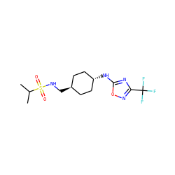 CC(C)S(=O)(=O)NC[C@H]1CC[C@H](Nc2nc(C(F)(F)F)no2)CC1 ZINC000261152745