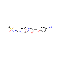 CC(C)S(=O)(=O)NCCN1C[C@H]2CN(C[C@H](O)COc3ccc(C#N)cc3)C[C@@H](C1)O2 ZINC000038210829