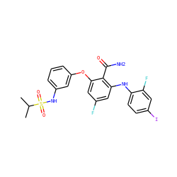 CC(C)S(=O)(=O)Nc1cccc(Oc2cc(F)cc(Nc3ccc(I)cc3F)c2C(N)=O)c1 ZINC000068205701