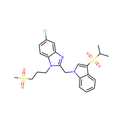 CC(C)S(=O)(=O)c1cn(Cc2nc3cc(Cl)ccc3n2CCCS(C)(=O)=O)c2ccccc12 ZINC000206905683