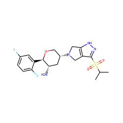 CC(C)S(=O)(=O)c1n[nH]c2c1CN([C@H]1CO[C@H](c3cc(F)ccc3F)[C@@H](N)C1)C2 ZINC000653760713