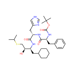 CC(C)SC[C@H](O)[C@H](CC1CCCCC1)NC(=O)[C@H](Cc1c[nH]cn1)NC(=O)[C@H](Cc1ccccc1)NC(=O)OC(C)(C)C ZINC000026266666