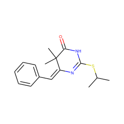 CC(C)SC1=N/C(=C/c2ccccc2)C(C)(C)C(=O)N1 ZINC000033836660