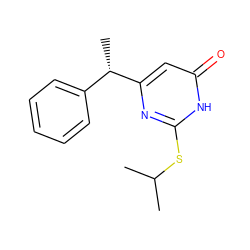 CC(C)Sc1nc([C@@H](C)c2ccccc2)cc(=O)[nH]1 ZINC000013474558