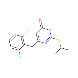 CC(C)Sc1nc(Cc2c(F)cccc2F)cc(=O)[nH]1 ZINC000013474576
