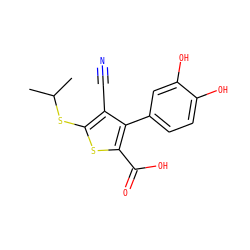 CC(C)Sc1sc(C(=O)O)c(-c2ccc(O)c(O)c2)c1C#N ZINC000169329729