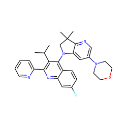 CC(C)c1c(-c2ccccn2)nc2cc(F)ccc2c1N1CC(C)(C)c2ncc(N3CCOCC3)cc21 ZINC000118092390