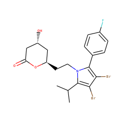 CC(C)c1c(Br)c(Br)c(-c2ccc(F)cc2)n1CC[C@@H]1C[C@@H](O)CC(=O)O1 ZINC000013861029