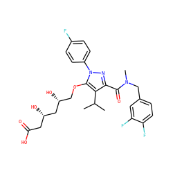 CC(C)c1c(C(=O)N(C)Cc2ccc(F)c(F)c2)nn(-c2ccc(F)cc2)c1OC[C@@H](O)C[C@@H](O)CC(=O)O ZINC000014967934