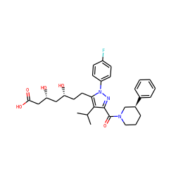 CC(C)c1c(C(=O)N2CCC[C@H](c3ccccc3)C2)nn(-c2ccc(F)cc2)c1CC[C@@H](O)C[C@@H](O)CC(=O)O ZINC000014968016