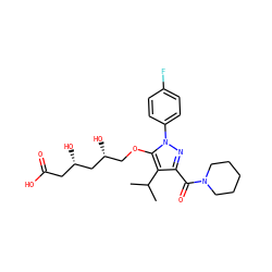 CC(C)c1c(C(=O)N2CCCCC2)nn(-c2ccc(F)cc2)c1OC[C@@H](O)C[C@@H](O)CC(=O)O ZINC000014967992
