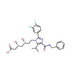 CC(C)c1c(C(=O)NCc2ccccc2)nc(-c2ccc(F)c(F)c2)n1CC[C@@H](O)C[C@@H](O)CC(=O)O ZINC000045498423
