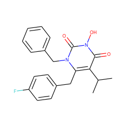 CC(C)c1c(Cc2ccc(F)cc2)n(Cc2ccccc2)c(=O)n(O)c1=O ZINC000071316553