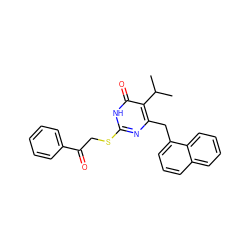 CC(C)c1c(Cc2cccc3ccccc23)nc(SCC(=O)c2ccccc2)[nH]c1=O ZINC000026954656