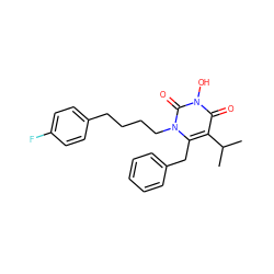 CC(C)c1c(Cc2ccccc2)n(CCCCc2ccc(F)cc2)c(=O)n(O)c1=O ZINC000071329428