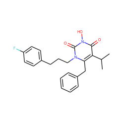 CC(C)c1c(Cc2ccccc2)n(CCCc2ccc(F)cc2)c(=O)n(O)c1=O ZINC000071318498