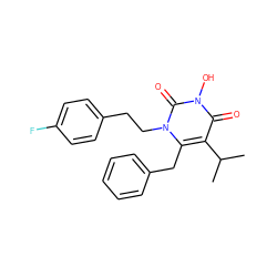 CC(C)c1c(Cc2ccccc2)n(CCc2ccc(F)cc2)c(=O)n(O)c1=O ZINC000071296708