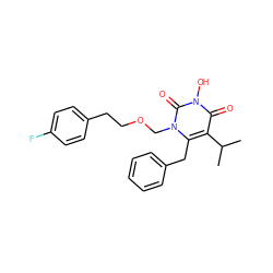 CC(C)c1c(Cc2ccccc2)n(COCCc2ccc(F)cc2)c(=O)n(O)c1=O ZINC000071317569