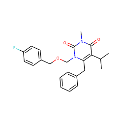 CC(C)c1c(Cc2ccccc2)n(COCc2ccc(F)cc2)c(=O)n(C)c1=O ZINC000071329448
