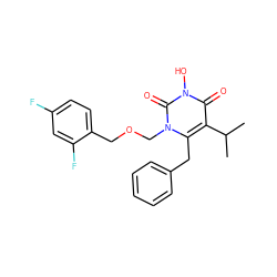 CC(C)c1c(Cc2ccccc2)n(COCc2ccc(F)cc2F)c(=O)n(O)c1=O ZINC000071318799