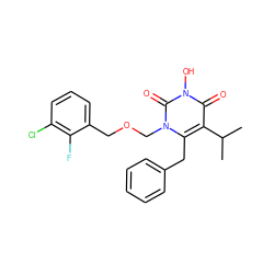 CC(C)c1c(Cc2ccccc2)n(COCc2cccc(Cl)c2F)c(=O)n(O)c1=O ZINC000071329030