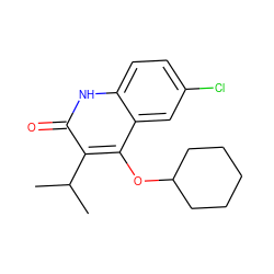 CC(C)c1c(OC2CCCCC2)c2cc(Cl)ccc2[nH]c1=O ZINC000018518455