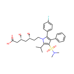 CC(C)c1c(S(=O)(=O)N(C)C)c(-c2ccccc2)c(-c2ccc(F)cc2)n1CC[C@@H](O)C[C@@H](O)CC(=O)O ZINC000029037725