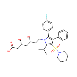 CC(C)c1c(S(=O)(=O)N2CCCCC2)c(-c2ccccc2)c(-c2ccc(F)cc2)n1CC[C@@H](O)C[C@@H](O)CC(=O)O ZINC000029037709
