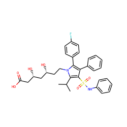 CC(C)c1c(S(=O)(=O)Nc2ccccc2)c(-c2ccccc2)c(-c2ccc(F)cc2)n1CC[C@@H](O)C[C@@H](O)CC(=O)O ZINC000029037744