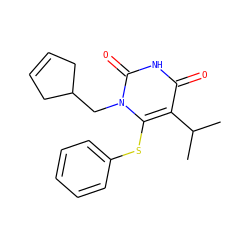 CC(C)c1c(Sc2ccccc2)n(CC2CC=CC2)c(=O)[nH]c1=O ZINC000005963311