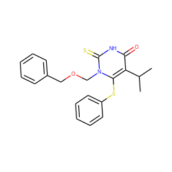 CC(C)c1c(Sc2ccccc2)n(COCc2ccccc2)c(=S)[nH]c1=O ZINC000000586605