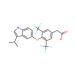 CC(C)c1c[nH]c2ccc(Oc3c(C(F)(F)F)cc(CC(=O)O)cc3C(F)(F)F)cc12 ZINC000003976936