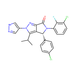CC(C)c1c2c(nn1-c1cn[nH]c1)C(=O)N(c1cccc(Cl)c1F)[C@@H]2c1ccc(Cl)cc1 ZINC000224126076