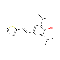 CC(C)c1cc(/C=C/c2cccs2)cc(C(C)C)c1O ZINC000025986578
