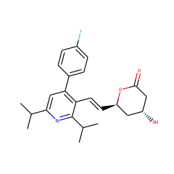 CC(C)c1cc(-c2ccc(F)cc2)c(/C=C/[C@@H]2C[C@@H](O)CC(=O)O2)c(C(C)C)n1 ZINC000027647535