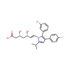 CC(C)c1cc(-c2ccc(F)cc2)c(-c2cccc(Br)c2)n1/C=C/[C@@H](O)C[C@@H](O)CC(=O)O ZINC000028366648