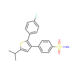 CC(C)c1cc(-c2ccc(S(N)(=O)=O)cc2)c(-c2ccc(F)cc2)s1 ZINC000026260865