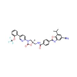 CC(C)c1cc(C#N)cc2nc(-c3ccc(C(=O)NC[C@]4(C)CN(c5ccc(-c6ccccc6OC(F)(F)F)cn5)C(=O)O4)cc3)oc12 ZINC000068150345