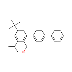 CC(C)c1cc(C(C)(C)C)cc(-c2ccc(-c3ccccc3)cc2)c1CO ZINC000073312657