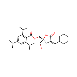CC(C)c1cc(C(C)C)c(C(=O)OC[C@]2(CO)C/C(=C/C3CCCCC3)C(=O)O2)c(C(C)C)c1 ZINC000045496524