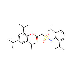 CC(C)c1cc(C(C)C)c(OC(=O)CS(=O)(=O)Nc2c(C(C)C)cccc2C(C)C)c(C(C)C)c1 ZINC000026744338