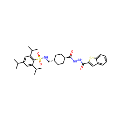 CC(C)c1cc(C(C)C)c(S(=O)(=O)NC[C@H]2CC[C@H](C(=O)NNC(=O)c3cc4ccccc4s3)CC2)c(C(C)C)c1 ZINC000253637132