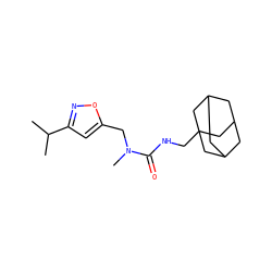 CC(C)c1cc(CN(C)C(=O)NCC23CC4CC(CC(C4)C2)C3)on1 ZINC000473154968